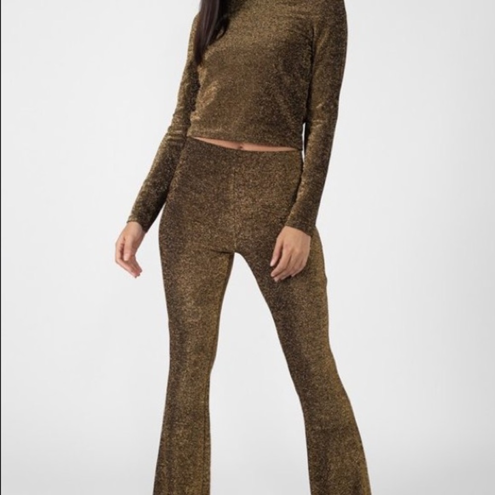 Bronze Gold Shimmer Two Piece Pant Suit NWT Size Small